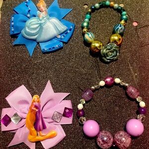 Handmade bow matching bracelet